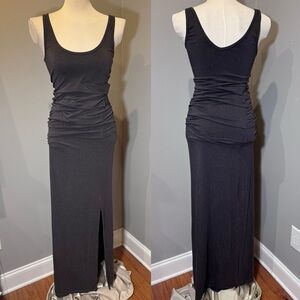 MARSTE Bodycon Ruched Maxi Tank Dress HEATHERED CHARCOAL / SIZE 4-6